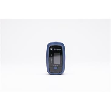 Pulsioximetro de dedo en color blueberry con pantalla LCD