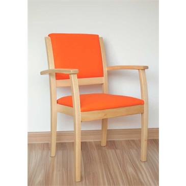 Sillón apilable con respaldo bajo fabricado en madera de haya