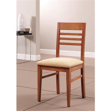 Silla de comedor en madera de haya. Respaldo con barras horizontales