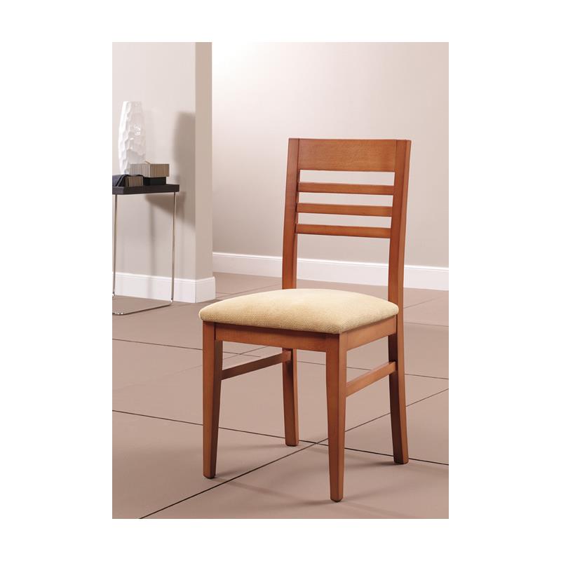 Silla de comedor en madera de haya. Respaldo con barras horizontales