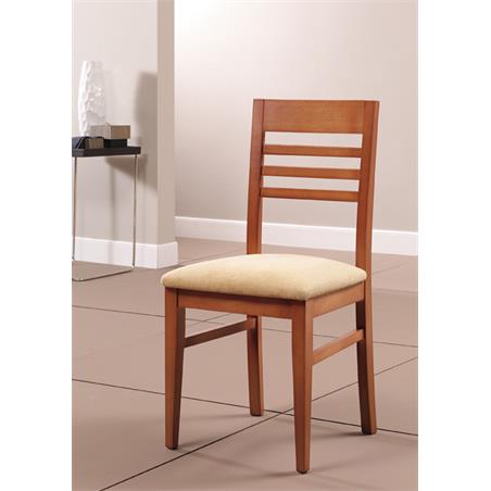 Silla de comedor en madera de haya. Respaldo con barras horizontales