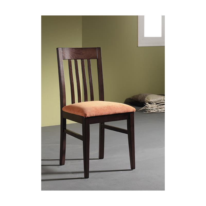 Silla de comedor en madera de haya. Respaldo con barras verticales