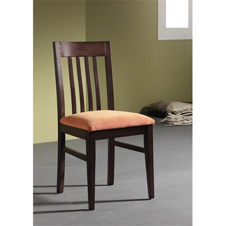 Silla de comedor en madera de haya. Respaldo con barras verticales