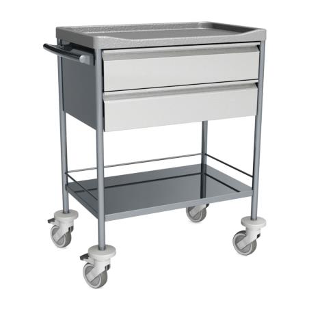 Carro de curas inox con bandeja ABS y 2 cajones Carro de curas inox con bandeja ABS y 2 cajones