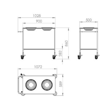 Carro inox con 2 cubetas para escayola
