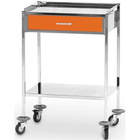 Mesa auxiliar inox con barandilla y cajón Mesa auxiliar inox con barandilla y cajón