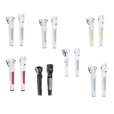 Otoscopio y oftalmoscopio portátil de luz LED 2,5V. Color fucsia