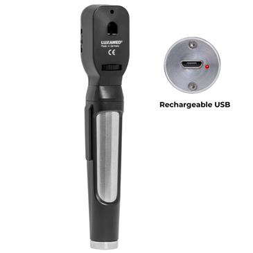 Oftalmoscopio LuxaScope LED 3,7V recargable por USB. Color negro