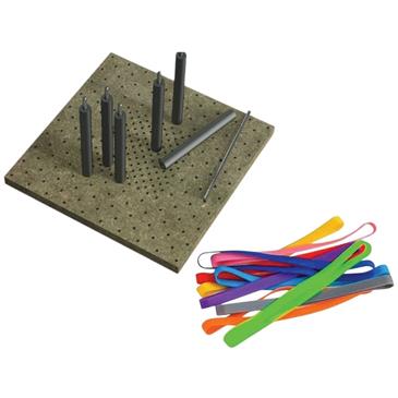 Tabla canadiense de 285 orificios con gomas elásticas