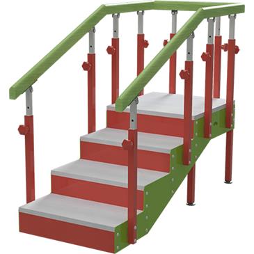 Escalera con rampa infantil de 4 peldaños y pasamanos