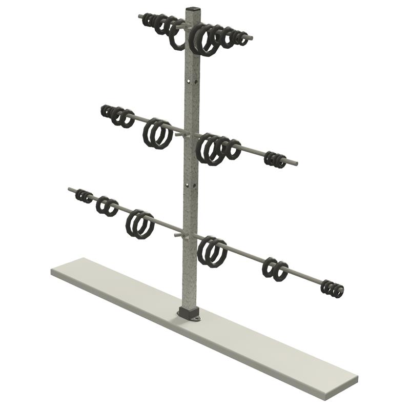 Árbol de anillas horizontal con conjunto de letras y digitos