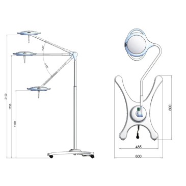 Lampara led quirofano. Versión pie rodable