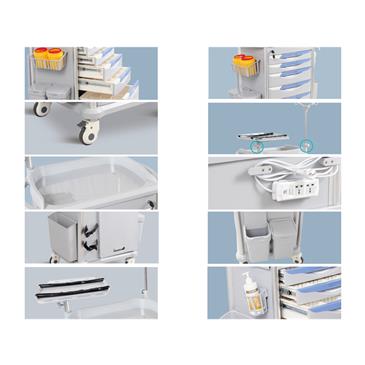 Carro de parada y emergencia en aluminio y ABS