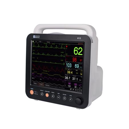 Monitor multiparamétrico con pantalla táctil de 12". ECG de 5 derivaciones.