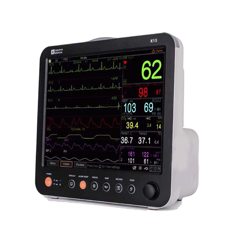 Monitor multiparamétrico con pantalla táctil de 15". ECG de 5 derivaciones.