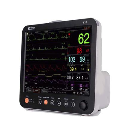 Monitor multiparamétrico con pantalla táctil de 15". ECG de 5 derivaciones.