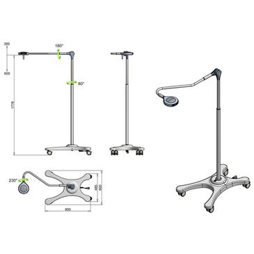 Lámpara de quirófano LED con pie rodable