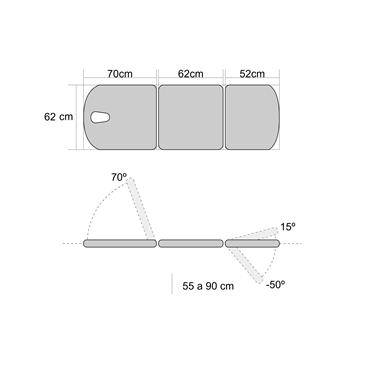 Camilla electrica 3 cuerpos con portarrollos