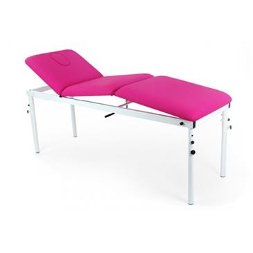 Camilla fija de 3 cuerpos con patas desmontables y pliegue central.