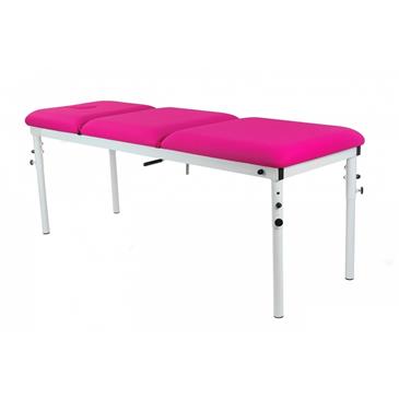 Camilla fija de 3 cuerpos con patas desmontables y pliegue central.