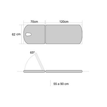 Camilla hidraulica 2 cuerpos con portarrollos y tapón facial