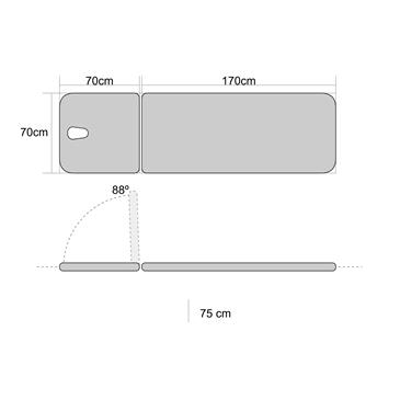 Camilla fija de 2 cuerpos extra-larga