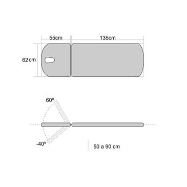 Camilla hidraulica para osteopatia con respaldo negativo