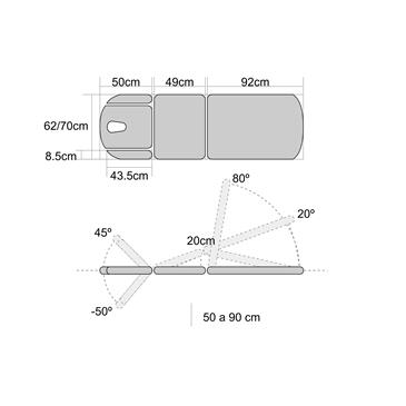 Camilla hidráulica para osteopatía de 5 secciones. Sisal