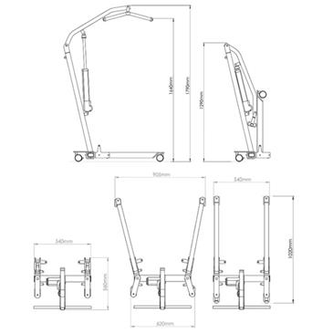 Grúa elevación plegable MINI con arnés talla S