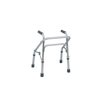 Andador plegable pediátrico de aluminio anodizado sin ruedas.