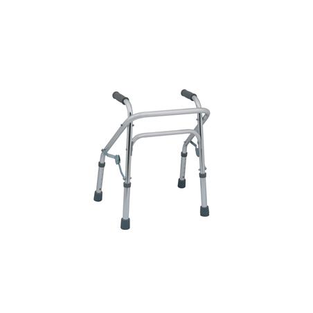 Andador plegable pediátrico de aluminio anodizado sin ruedas.