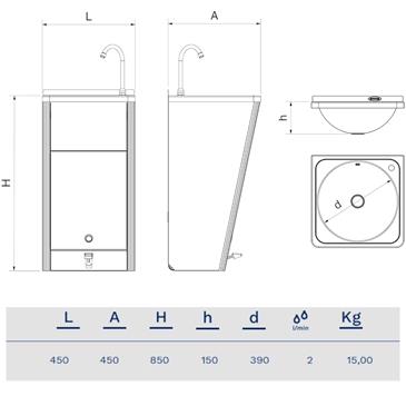 Lavamanos inox. portatil autonomo de gran caudal