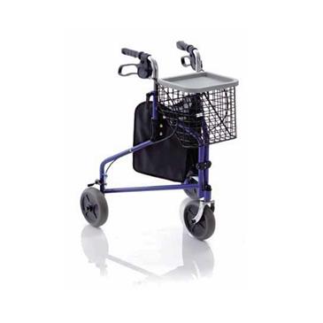 Andador plegable de acero pintado con 3 ruedas