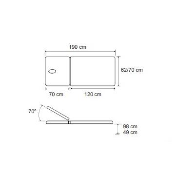 Camilla electrica 2 cuerpos,70cm ancho