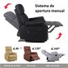 Sillon relax reclinable con calor lumbar y USB C,color gris claro