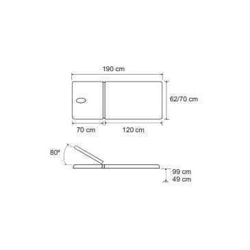 Camilla electrica 2 cuerpos con orificio y ruedas escamoteables