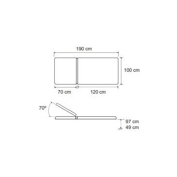 Camilla electrica bobath 2 cuerpos 190 x 100 cm con ruedas escamoteables