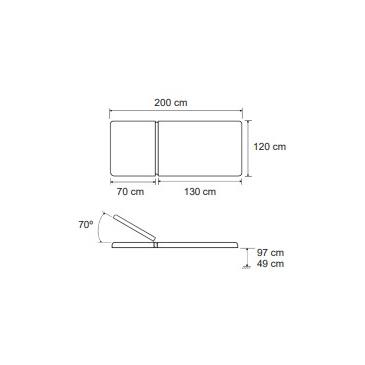 Camilla electrica bobath 2 cuerpos 200 x 120 cm con ruedas escamoteables