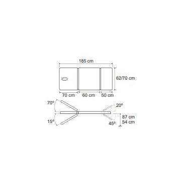 Camilla electrica 3 cuerpos con orificio facial y brazos escamoteables