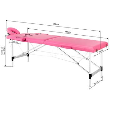 Camilla masaje plegable de aluminio. Color rosa y negro