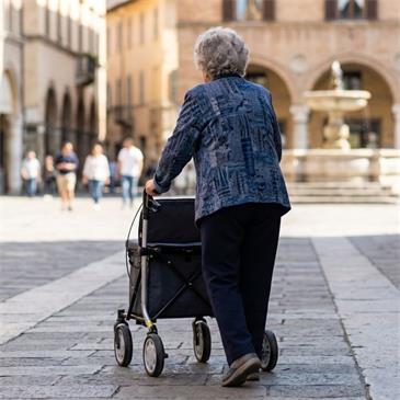 Andador-Rollator con asiento y cesta