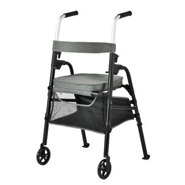 Andador de 2 ruedas con asiento y cesta