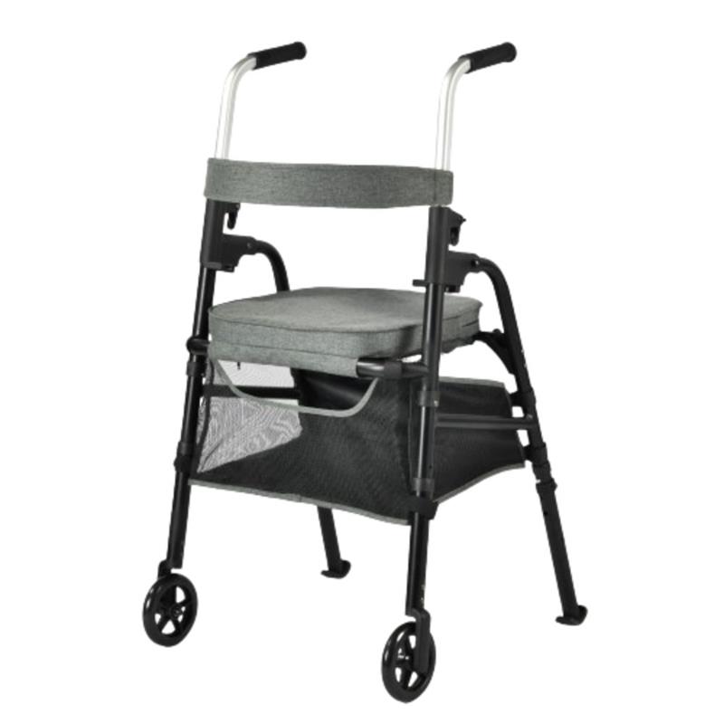 Andador de 2 ruedas con asiento y cesta