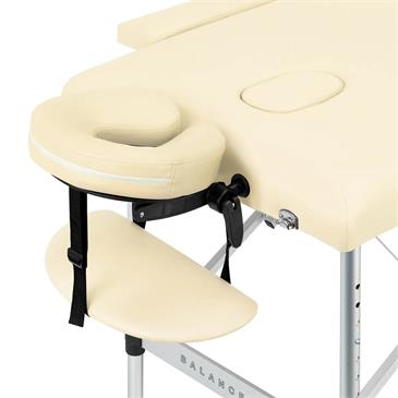 Camilla de masaje plegable en aluminio, 2 cuerpos,color crema