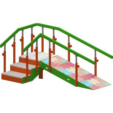 Escalera de 3 peldaños con rampa infantil