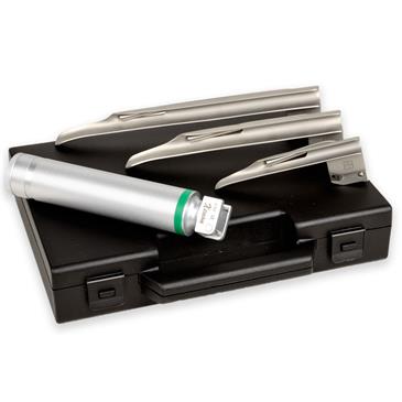 Estuche 1 mango laringoscopio fibra optica + 3 palas miller (1-2-3)