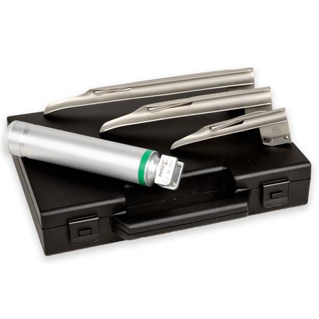 Estuche 1 mango laringoscopio fibra optica + 3 palas miller (1-2-3)