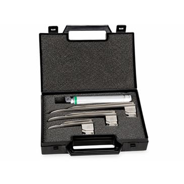 Estuche 1 mango laringoscopio fibra optica + 3 palas miller (1-2-3)