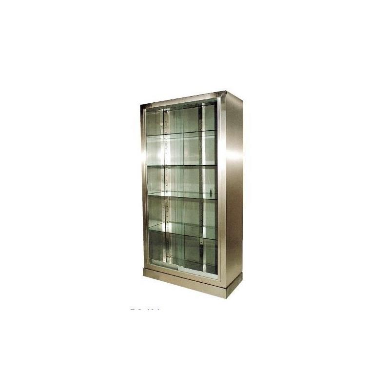 Vitrtina pie 2 puertas cristal + 4 estantes inox