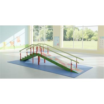 Escalera de 6 peldaños y pasamanos regulable